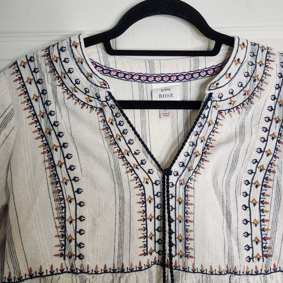 Knox Rose Boho Embroidered Prairie Midi Dress Cottagecore Small Peasant Prairie - Picture 3 of 10